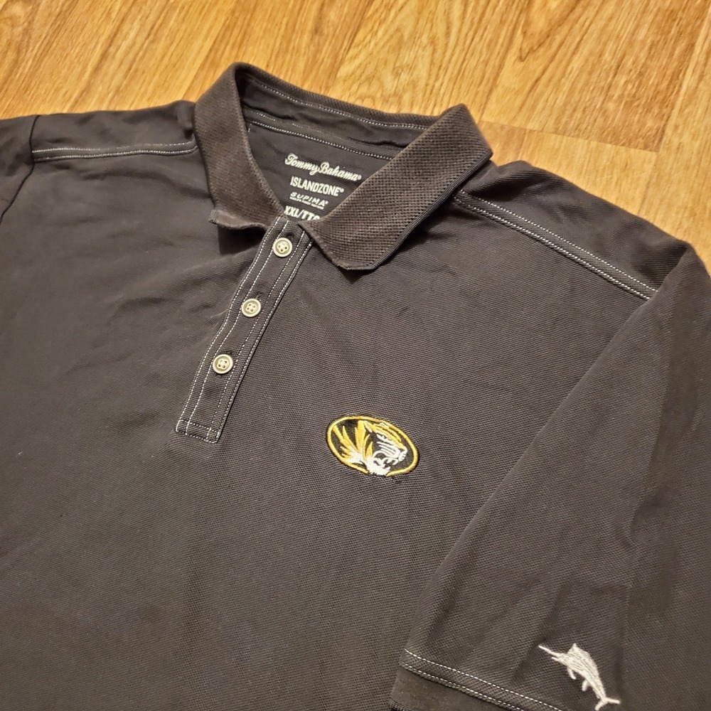Missouri Tigers Polo Shirt Men 2XL Black‎ Tommy Bahama Islandzone Supima Cotton